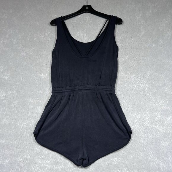 Athleta Serenity Romper Womens Size XS Black Sleeveless Strappy Cutout Back - Picture 9 of 14